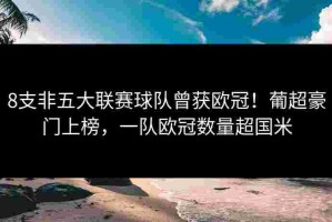 8支非五大联赛球队曾获欧冠！葡超豪门上榜，一队欧冠数量超国米