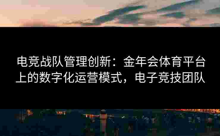 电竞战队管理创新：金年会体育平台上的数字化运营模式，电子竞技团队